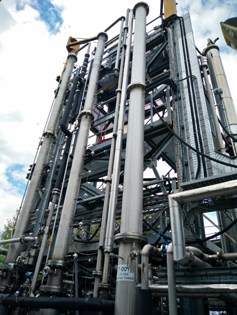 Post-combustion capture plant at the University of Sheffield's PACT facility.